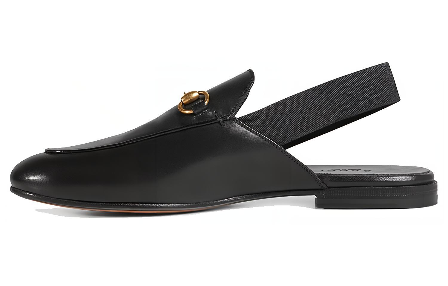 (Women) Gucci Leather Flat Slide 'Black' 409332-DLC10-1000