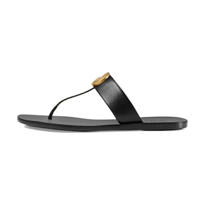 (W) Gucci Leather Flat Slide 'Blue Black'