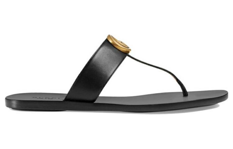 (W) Gucci Leather Flat Slide 'Blue Black' 圖 2