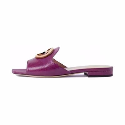 (W) Gucci Leather Flat Slide 'Purple Fashion'