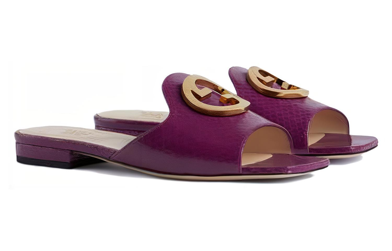 (W) Gucci Leather Flat Slide 'Purple Fashion' 圖 2