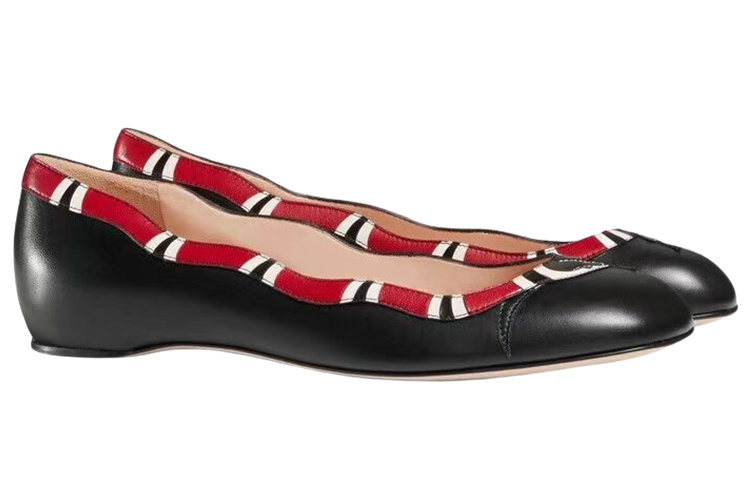 Lookbook (W) Gucci Zapatos Planos de Cuero 'Moda Negra' 453401-C9D10-1186