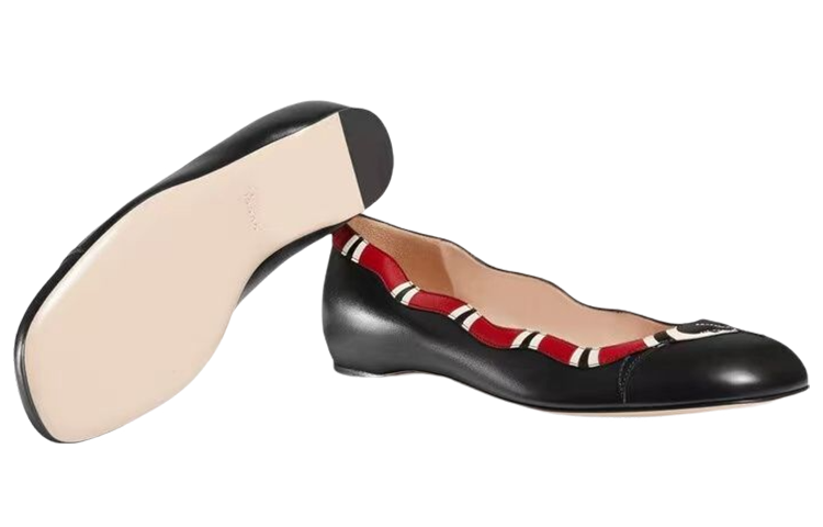 Shop (W) Gucci Zapatos Planos de Cuero 'Moda Negra' 453401-C9D10-1186