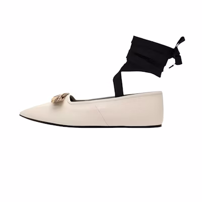 (W) Gucci Leather Flats SS23 'White Square-Toe'