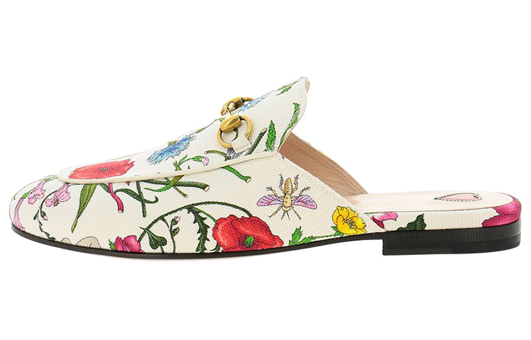 (Women) Gucci Leather Floral Mule 'White' 475094-9ZIF0-9090