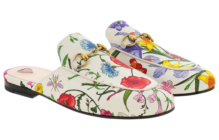 Lookbook (W) Gucci Kasut Mule Kulit Bunga 'Putih' 475094-9ZIF0-9090