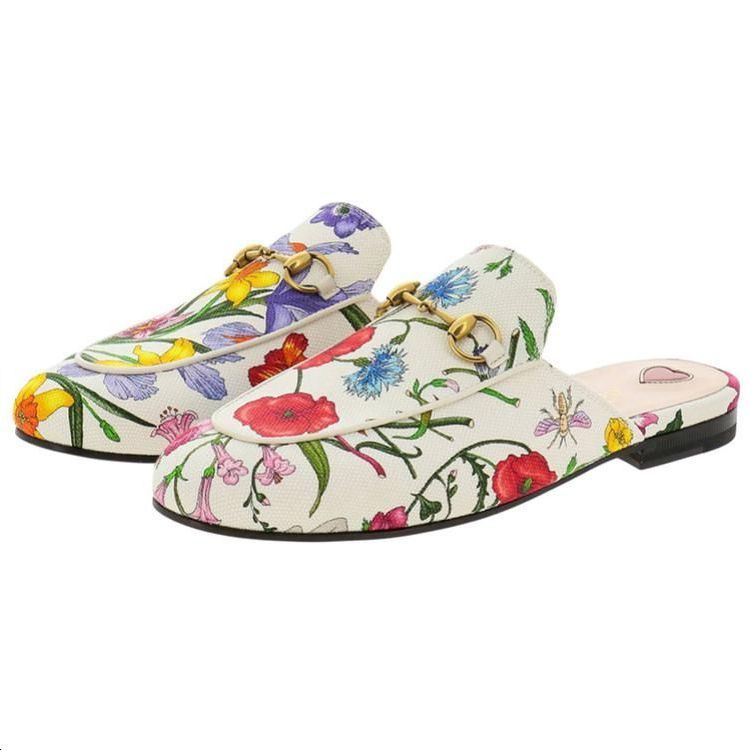 Shop (W) Gucci Kasut Mule Kulit Bunga 'Putih' 475094-9ZIF0-9090