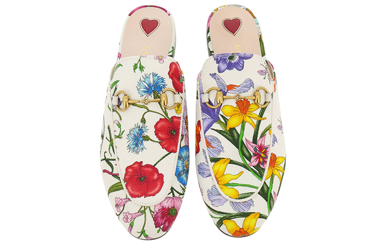 Purchase (W) Gucci Kasut Mule Kulit Bunga 'Putih' 475094-9ZIF0-9090