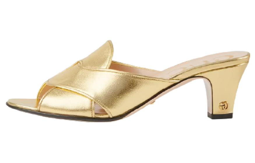 (Women) Gucci Leather GG High-Heel Slide 'Gold' 656382-B8B00-8009