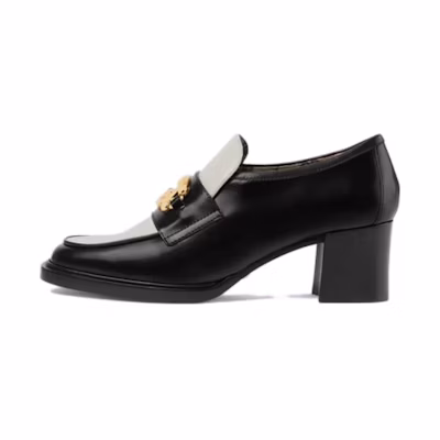 (W) Gucci Leather GG Slip-On Loafer 'Black Block Heel'