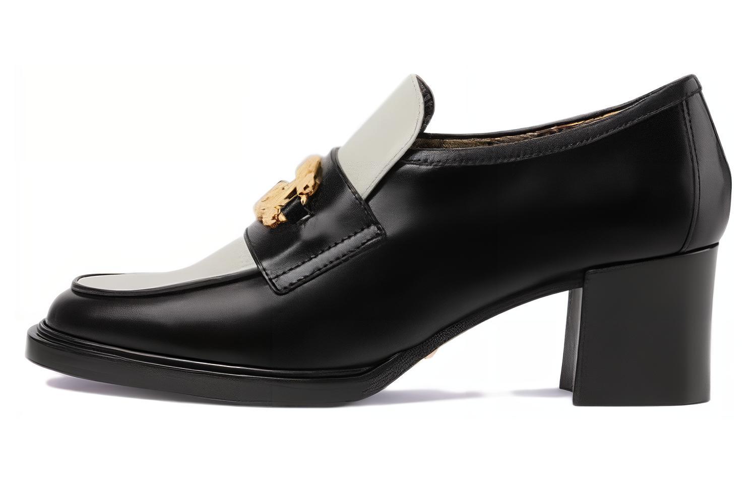 (Women) Gucci Leather GG Slip-On Loafer 'Black Block Heel' 724230-AABCO-1167