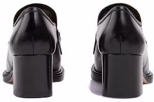 Shop GUCCI古馳 皮革 雙G套腳 圓頭 粗跟 高筒樂福鞋 女款 黑色