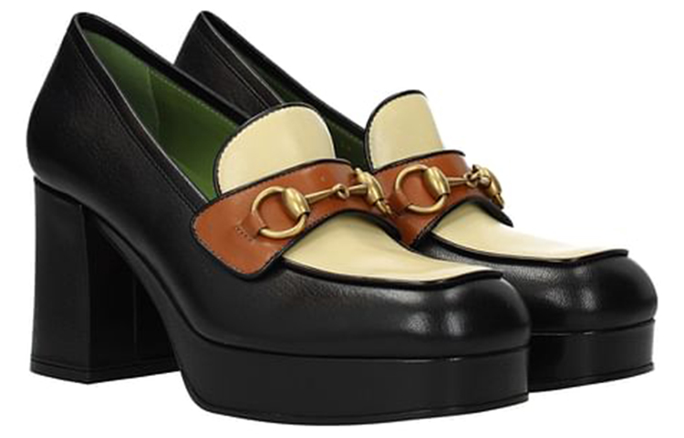 Order (Women) Gucci Leather High-Heel 'Black Beige' 572228-0G0W0-1066