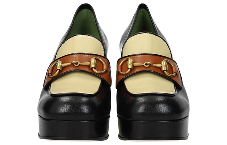 Shop (Women) Gucci Leather High-Heel 'Black Beige' 572228-0G0W0-1066