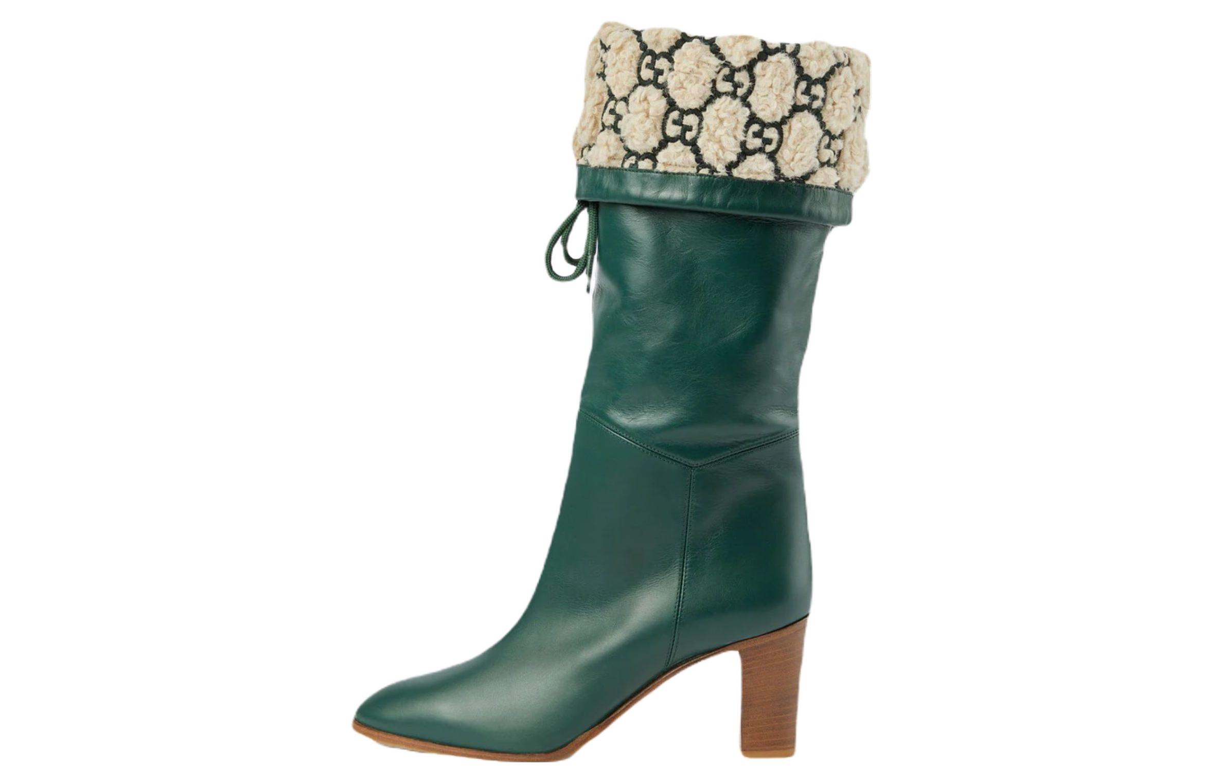 (Women) Gucci Leather High-Heel Boots 'Green' 719822-AAA5Q-3145