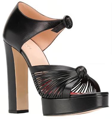 (W) Gucci Selop Tumit Tinggi Kulit dengan Gesper 'Mode Hitam' 577227-C9D00-1000 Lookbook (W) Gucci Selop Tumit Tinggi Kulit dengan Gesper 'Mode Hitam' 577227-C9D00-1000