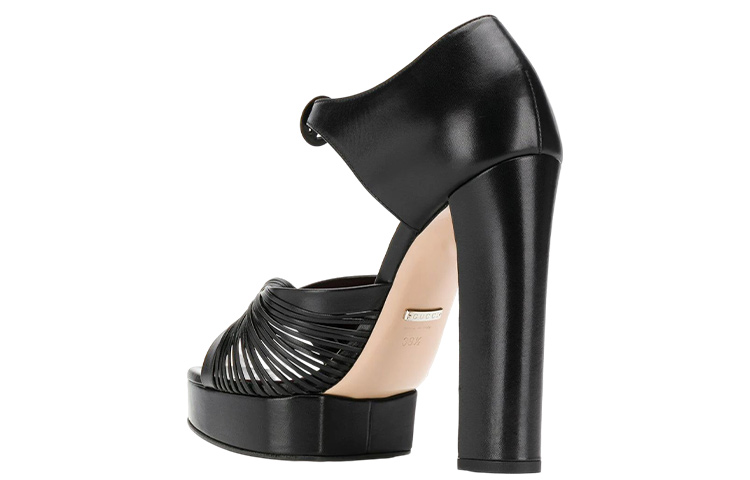 Purchase (W) Gucci Selop Tumit Tinggi Kulit dengan Gesper 'Mode Hitam' 577227-C9D00-1000