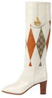 (Women) Gucci Leather High-Heel Round-Toe Boots 'White' 718566-AAA4A-9049 (Women) Gucci Leather High-Heel Round-Toe Boots 'White' 718566-AAA4A-9049