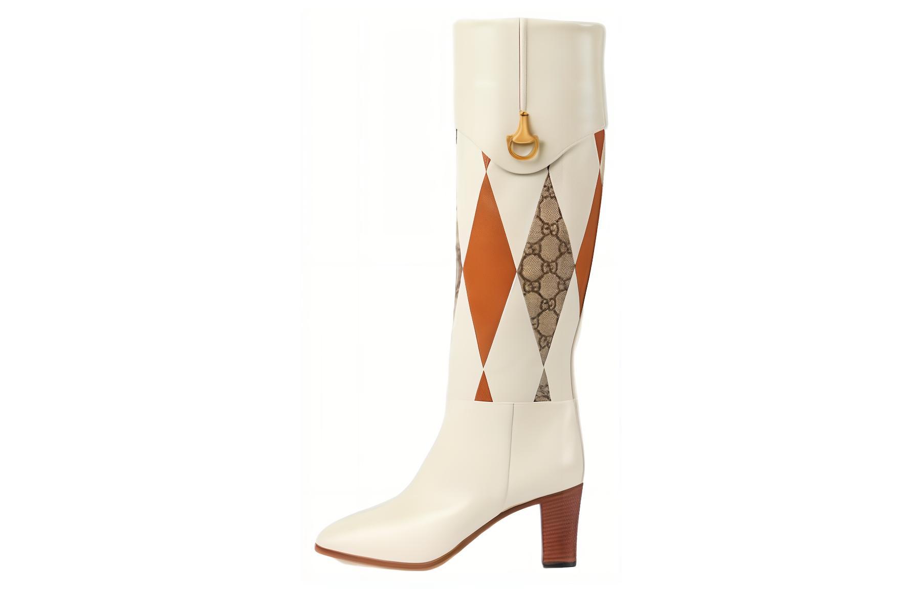 (Women) Gucci Leather High-Heel Round-Toe Boots 'White' 718566-AAA4A-9049