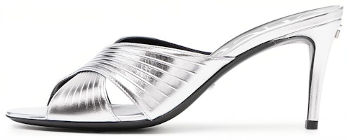 (Women) Gucci Leather High-Heel Round-Toe Fashion Slide 'Silver' 645387-B8B00-8106 (Women) Gucci Leather High-Heel Round-Toe Fashion Slide 'Silver' 645387-B8B00-8106