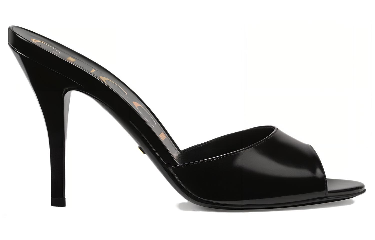 Order (W) Gucci Sandalia de Tacón Alto de Cuero 'Negro' 593389-CLG00-1000