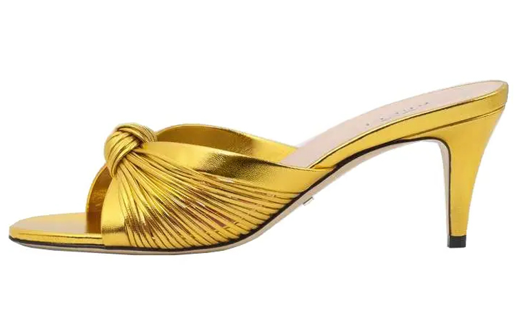(Women) Gucci Leather High-Heel Slide 'Metallic Gold' 577229-B8B00-8016