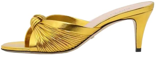 (Women) Gucci Leather High-Heel Slide 'Metallic Gold' 577229-B8B00-8016 (Women) Gucci Leather High-Heel Slide 'Metallic Gold' 577229-B8B00-8016
