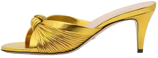 (Women) Gucci Leather High-Heel Slide 'Metallic Gold' 577229-B8B00-8016 (Women) Gucci Leather High-Heel Slide 'Metallic Gold' 577229-B8B00-8016