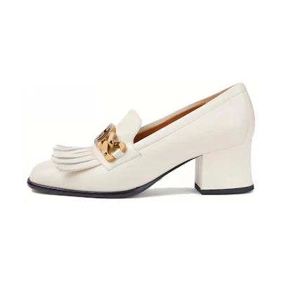 (W) Gucci Leather High-Heeled Shoe 'Trendy Chunky Heel White'