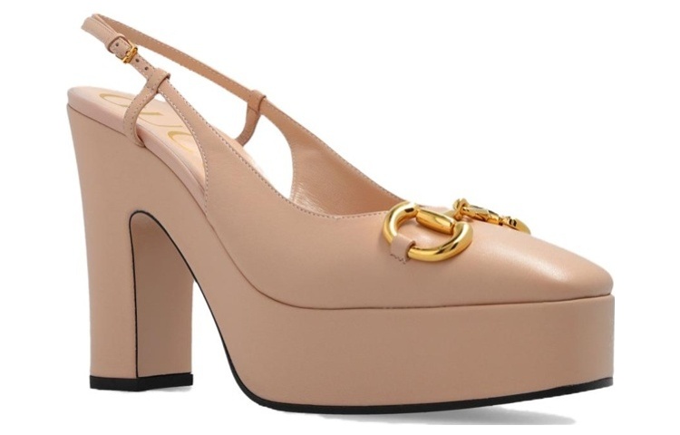 Order (W) Gucci Tumit Tinggi Kulit 'Brown Buckle' 723837-BKO00-6705