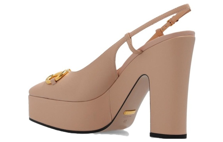 Lookbook (W) Gucci Tumit Tinggi Kulit 'Brown Buckle' 723837-BKO00-6705