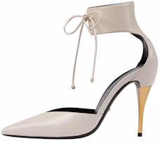 (Women) Gucci High Heel Pump with Ankle Cuff Grey Brown 715146-BKO60-9057 (Women) Gucci High Heel Pump with Ankle Cuff Grey Brown 715146-BKO60-9057