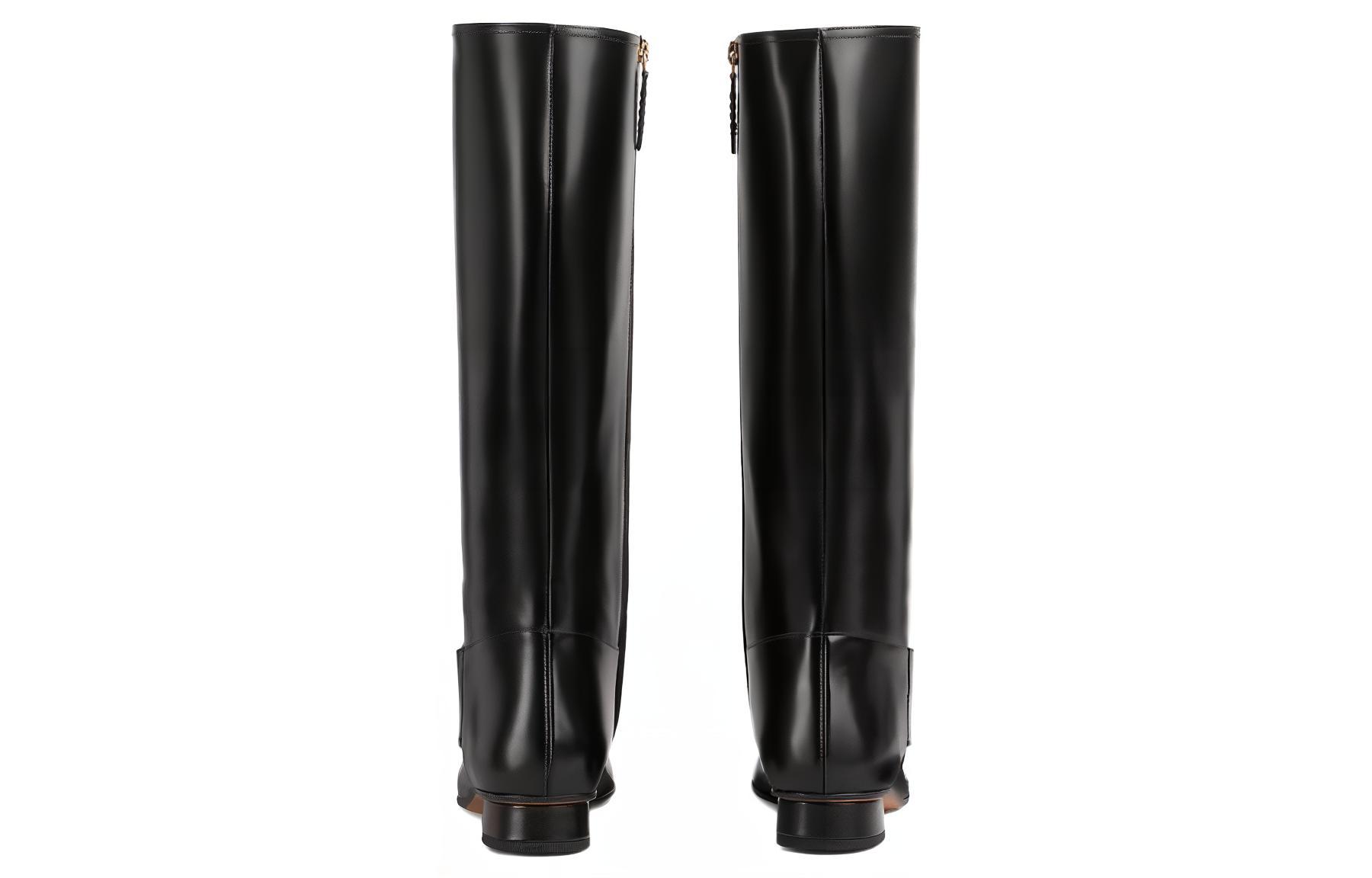 Shop (W) Bota Alta de Cuero Gucci 'Negro Confort Moda' 756398-DS800-1000