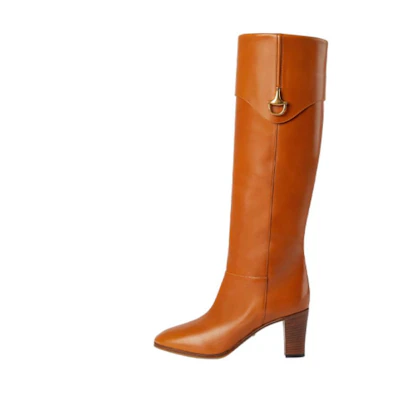 (W) Gucci Leather High-Top Boot 'Brown Horsebit'