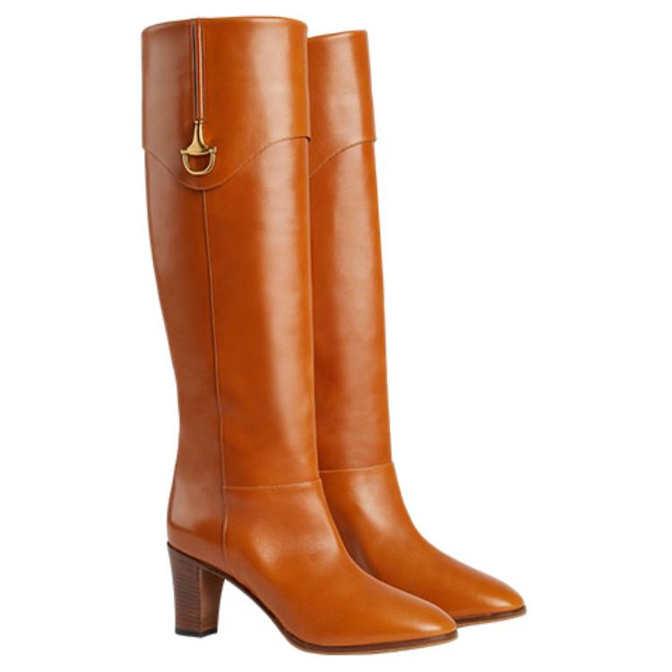 Lookbook (W) Gucci Sepatu Boot Kulit Tinggi 'Coklat Horsebit' 715144-AFE00-2316