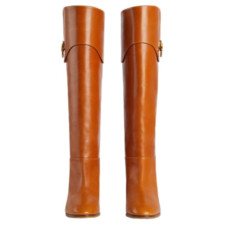 Shop (W) Gucci Sepatu Boot Kulit Tinggi 'Coklat Horsebit' 715144-AFE00-2316