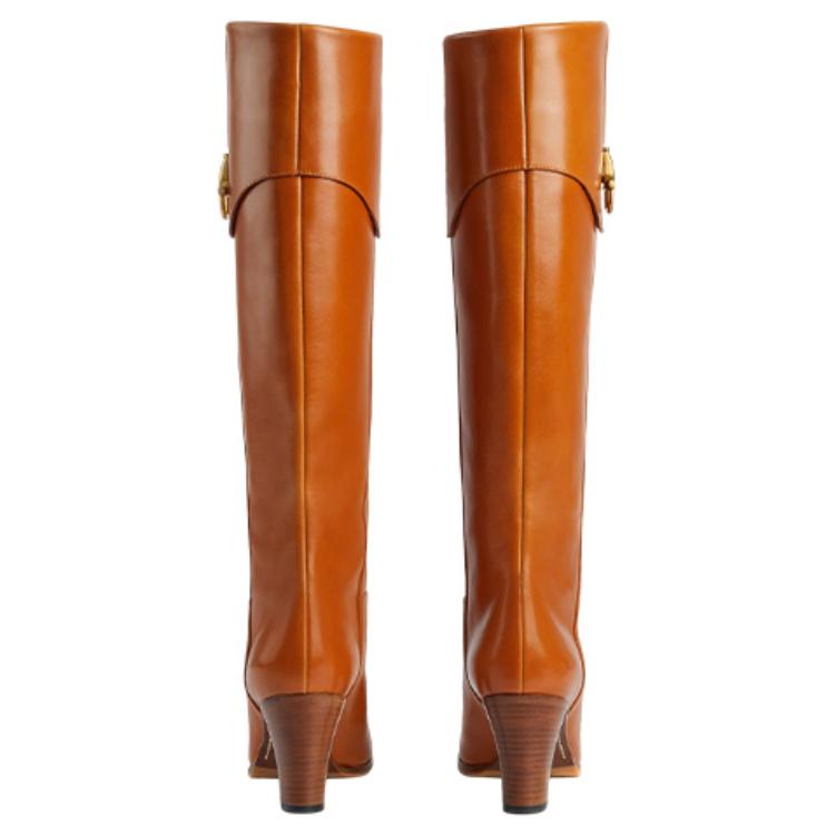 Purchase (W) Gucci Sepatu Boot Kulit Tinggi 'Coklat Horsebit' 715144-AFE00-2316