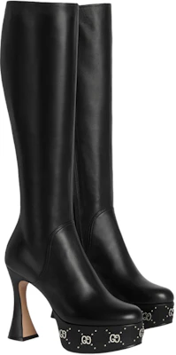 (W) Gucci Leren Hoge Schoen ''Fashion Comfort Zwart'' 750519-BKO00-1000 Order (W) Gucci Leren Hoge Schoen ''Fashion Comfort Zwart'' 750519-BKO00-1000