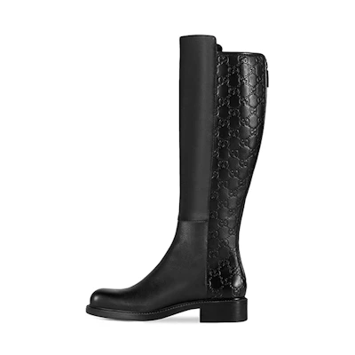 (W) Gucci Leather High-Top Boots 'Black Fashion'