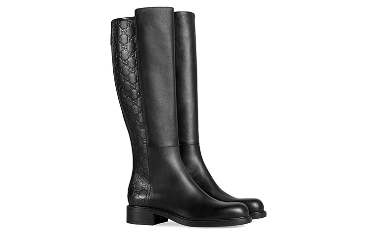 Shop (W) Boots Tinggi Kulit Gucci 'Fashion Hitam' 408211-A9L20-1000
