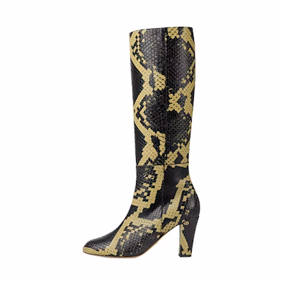 (W) Gucci Leather High-Top Boots 'Black Yellow'
