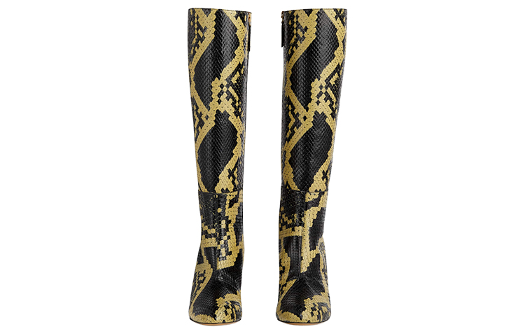 Lookbook (W) グッチ レザー ハイ トップ ブーツ (黒/黄) 740069-EAANP-1603