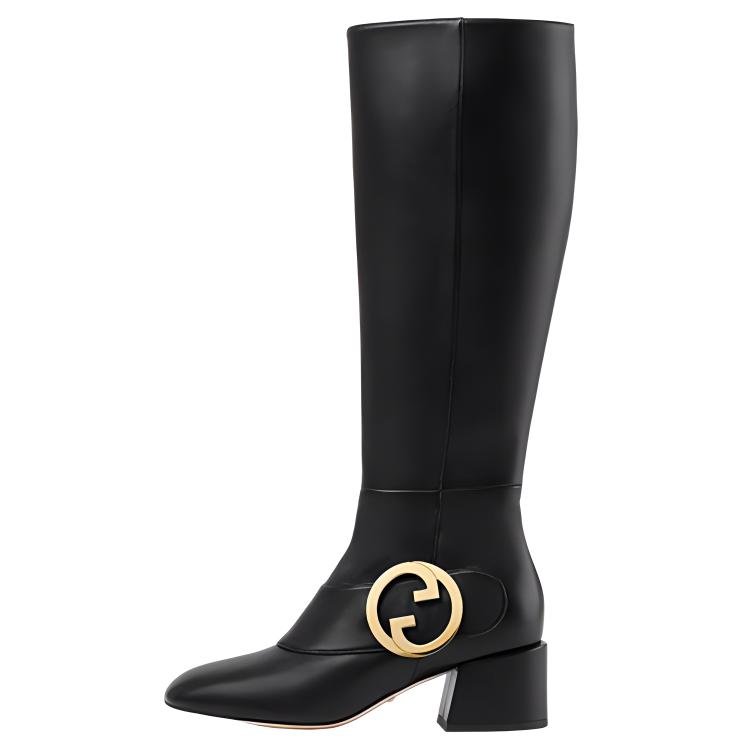 (Women) Gucci Leather High-Top Boots 'Double G Black' 700013-BKO00-1000