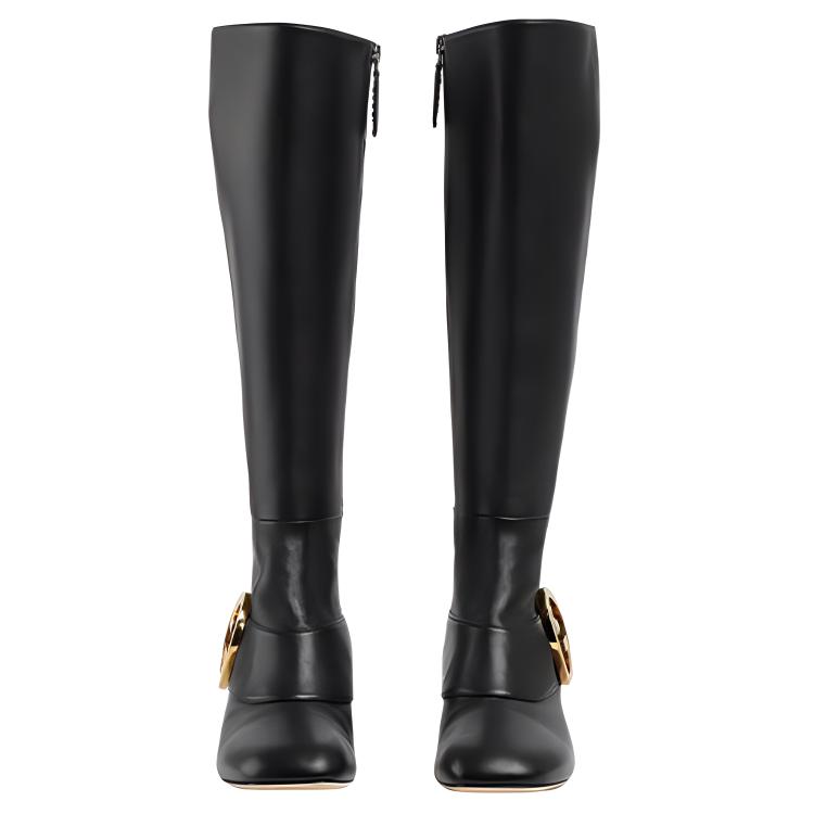 Shop (W) Botas Altas de Cuero Gucci 'Doble G Negras' 700013-BKO00-1000