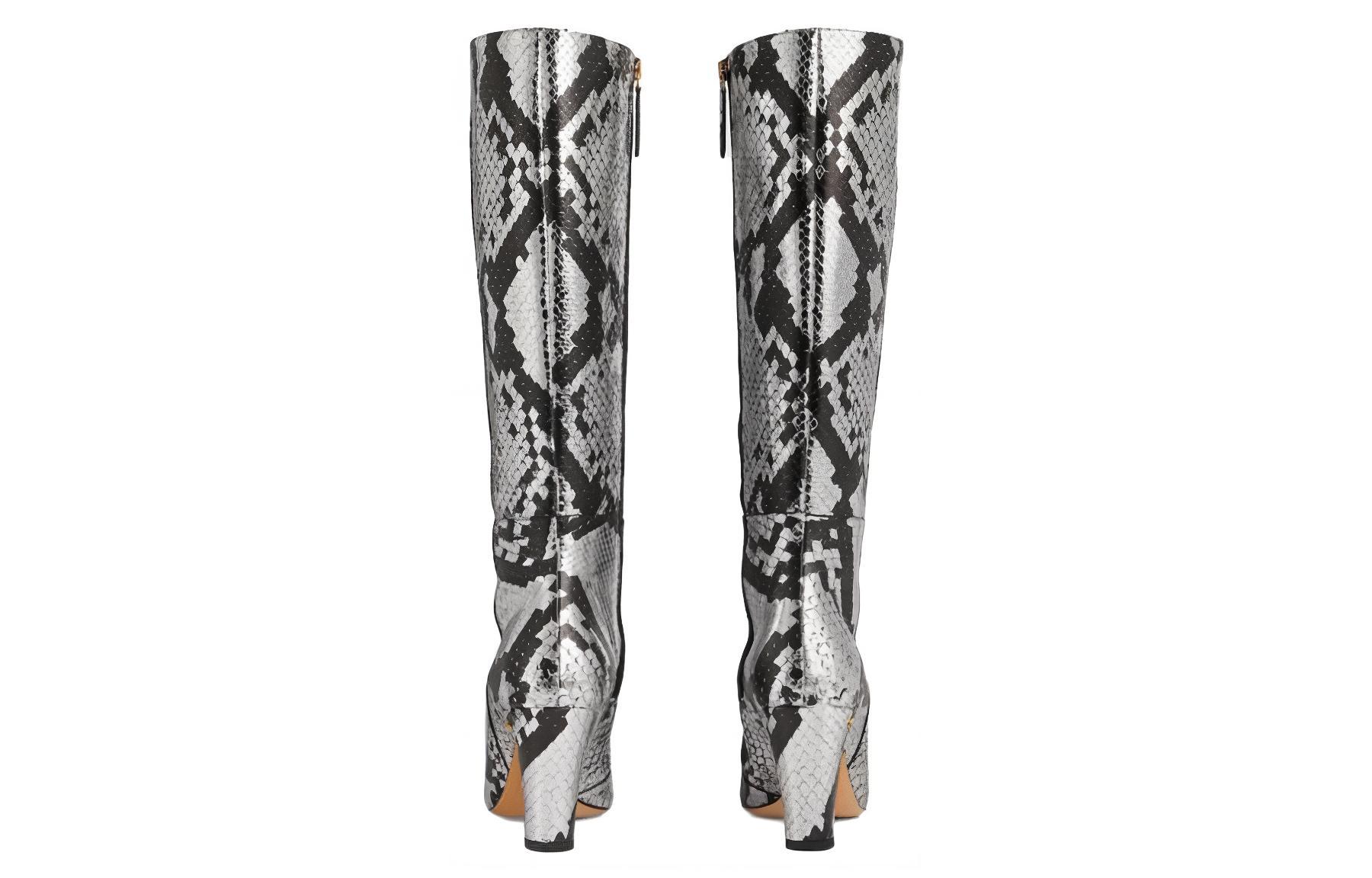 Shop (W) 구찌 실버 컴포트 가죽 하이탑 부츠 740069-EAATL-8105