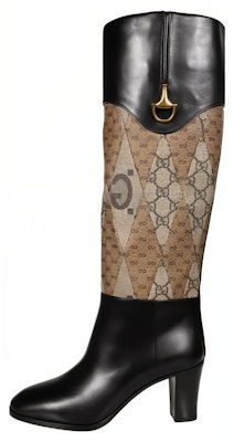 (Women) Gucci Leather High-Top Slip-On Boots 'Black Brown' 718258-AABAJ-1080 Buy (Women) Gucci Leather High-Top Slip-On Boots 'Black Brown' 718258-AABAJ-1080