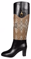 (Women) Gucci Leather High-Top Slip-On Boots 'Black Brown' 718258-AABAJ-1080 (Women) Gucci Leather High-Top Slip-On Boots 'Black Brown' 718258-AABAJ-1080