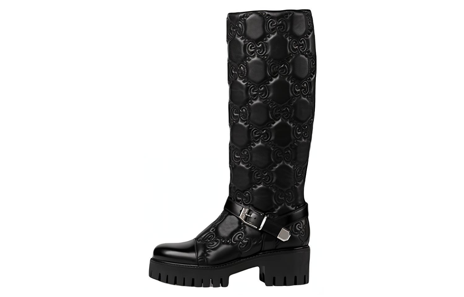 (Women) Gucci Leather High-Top Slip-On Boots 'Black' 718387-DS8U0-1000