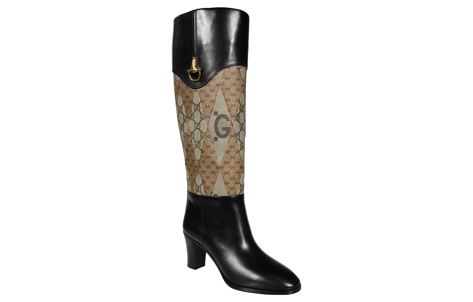 Order (W) Bottes Hautes Gucci en Cuir à Enfiler ''Noir Marron'' 718258-AABAJ-1080