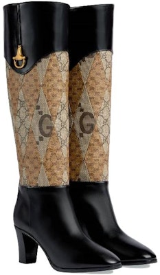 (Women) Gucci Leather High-Top Slip-On Boots 'Black Brown' 718258-AABAJ-1080 Lookbook (Women) Gucci Leather High-Top Slip-On Boots 'Black Brown' 718258-AABAJ-1080